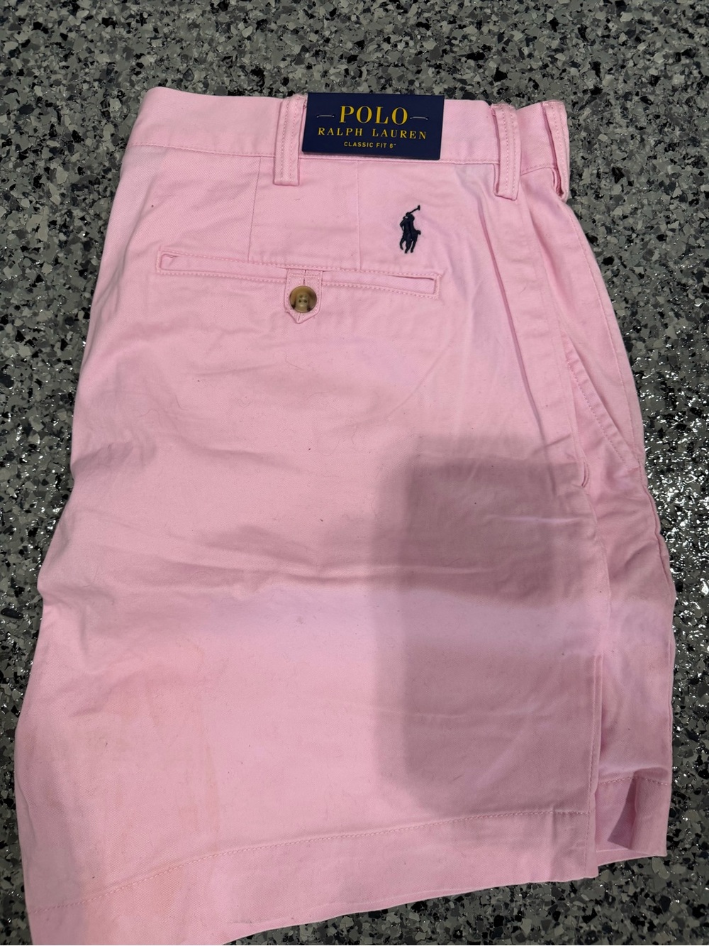 Ralph Lauren Pink Classic Fit Men’s Shorts with Navy Pony
